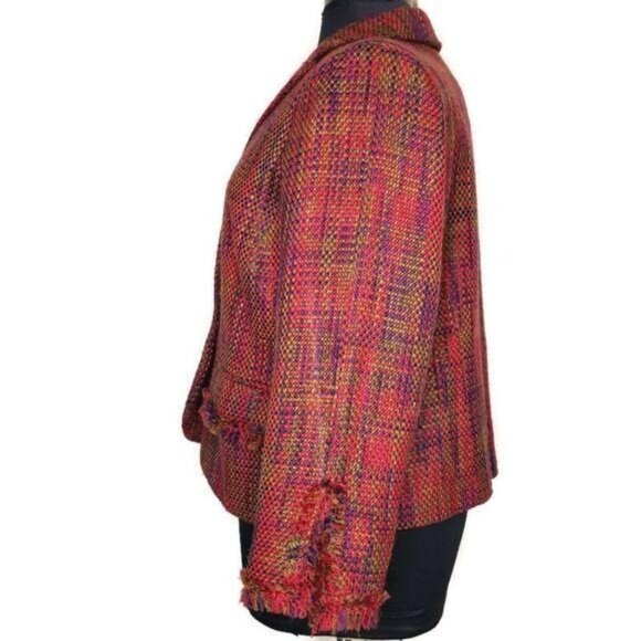 Monroe & Main Womens Multicolor Fringe Jacket Button-Up XXL fall spring casual - Picture 4 of 6
